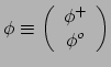 $\displaystyle \phi \equiv \left( \begin{array}{c}
\phi^{+}\ \phi^{o}
\end{array} \right)
$